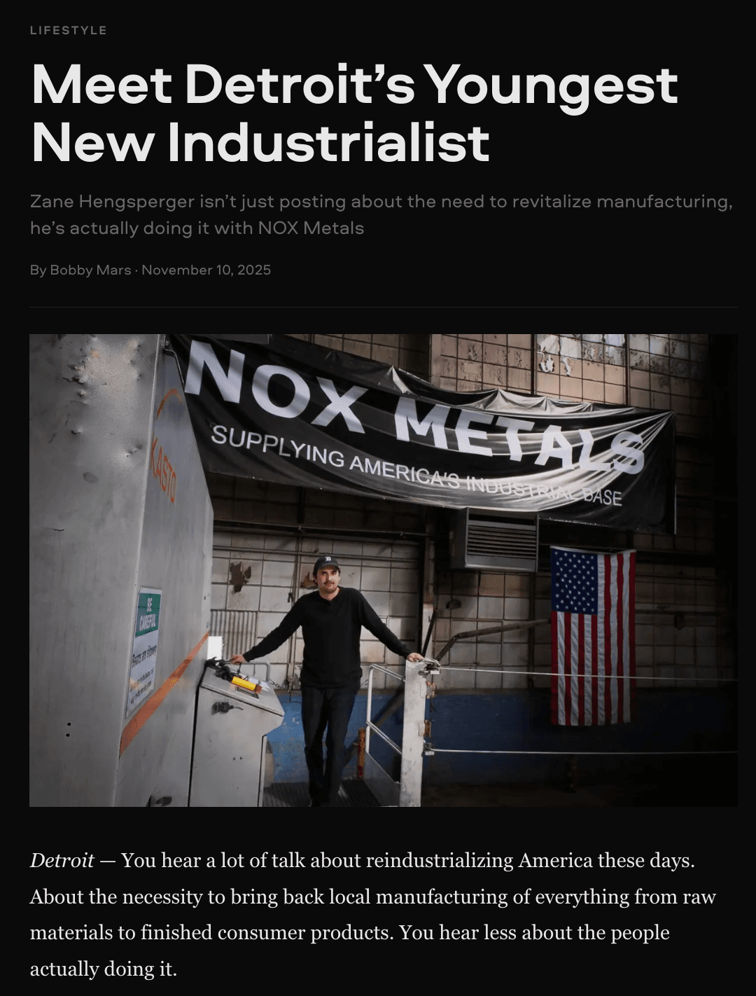 Detroit's Youngest New Industrialist